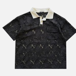 Floral lace polo top